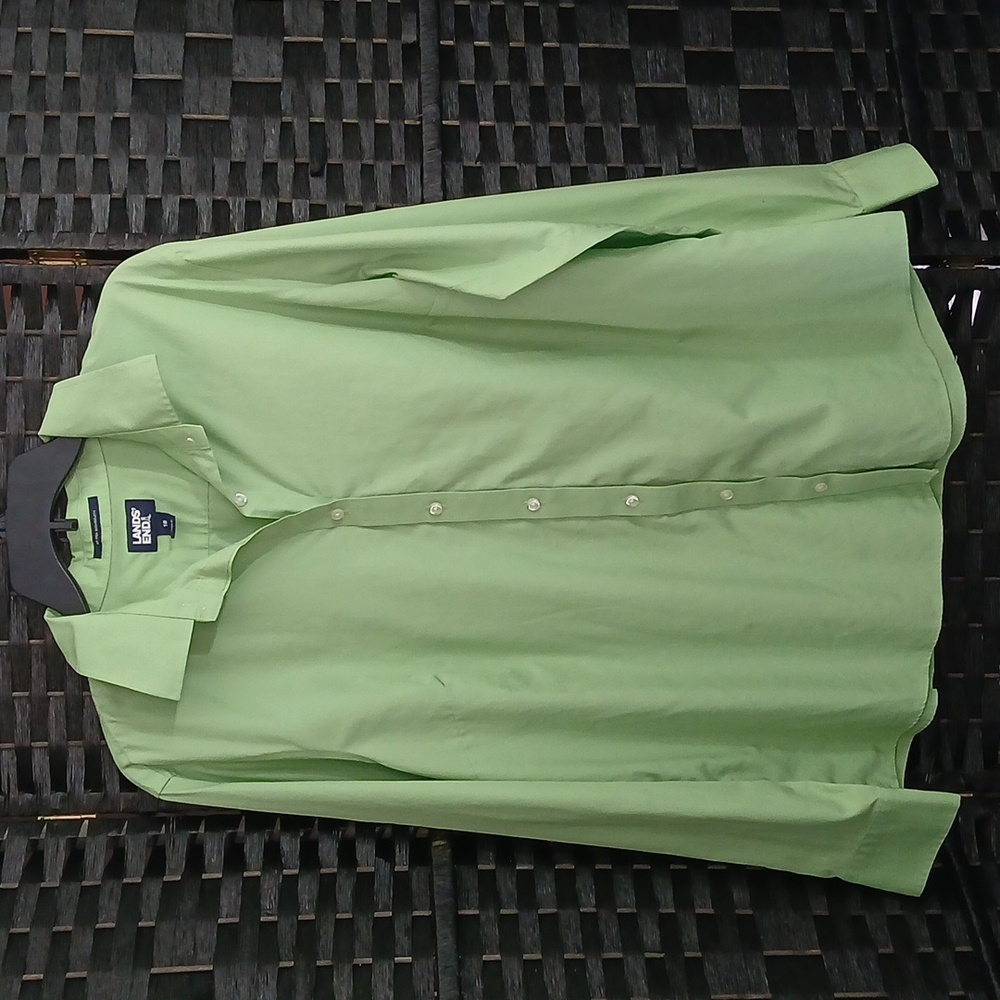 Lands' End Womens Light Green Button Down Shirt Sz 18